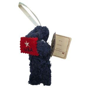 Boyds Bears Hershey Mini Liberty Bear Head Bean Collection Plush Ornament 4"